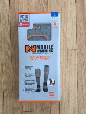 Mobile Warming Heated Merino Wool Socks / Gray + Orange